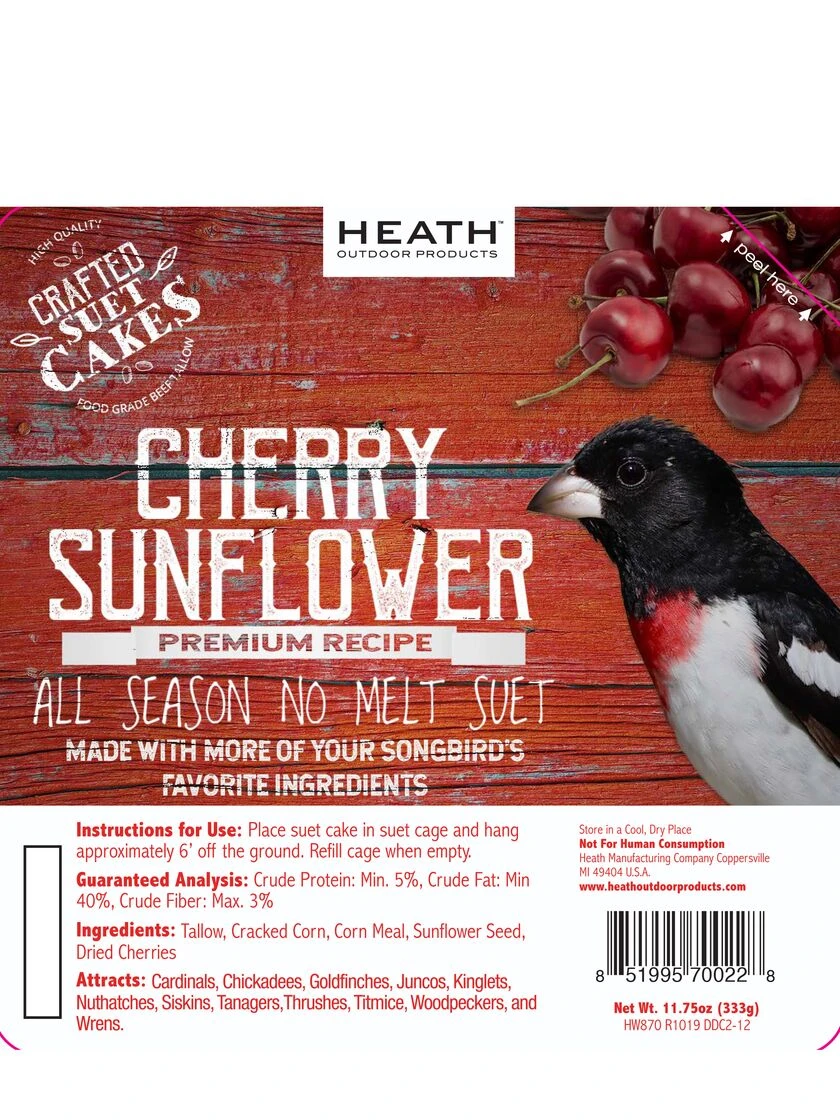 Cherry Sunflower Suet, 11.75 OZ, 12 Pack 2 Cherry Sunflower Suet, 11.75 OZ, 12 Pack - Image 2
