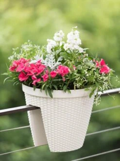 Weave Round Railing Planter, 11" 6 Weave Round Railing Planter, 11" -Outdoor Garden Supply Store 8598370 8580 tif
