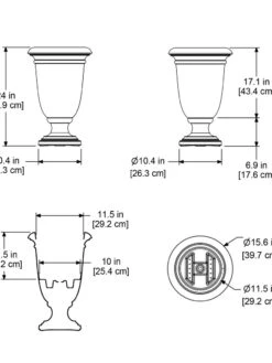 Ellington Self-Watering Urn Planter, 24" -Outdoor Garden Supply Store 8600110 11V tif