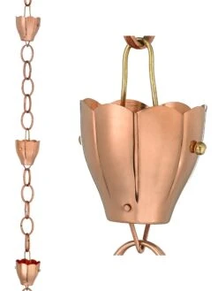 Crocus Pure Copper Rain Chain, 8.5' 4 Crocus Pure Copper Rain Chain, 8.5' -Outdoor Garden Supply Store 8600207 03v crocus solid copper rain chain 8 foot copper