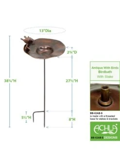 Achla Designs Antiqued Birdbath With Birds And Stake -Outdoor Garden Supply Store 8609294 05v