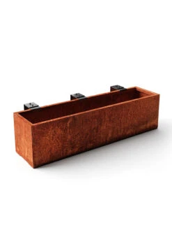 Veradek Metallic Series Corten Steel Railing Planters -Outdoor Garden Supply Store 8611611 05v