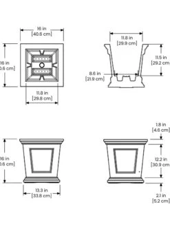 Fairfield Self-Watering Square Planter, 16” X 16” -Outdoor Garden Supply Store 8611695 19V tif