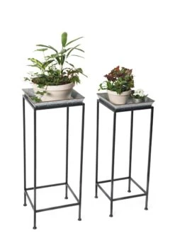 Square Nesting Plant Stands With Galvanized Trays, Set Of 2 -Outdoor Garden Supply Store 8611976 7298 tif