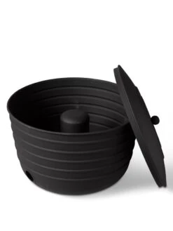 Matte Black Ribbed Hose Pot With Lid 7 Matte Black Ribbed Hose Pot With Lid -Outdoor Garden Supply Store 8611991 5868 tif