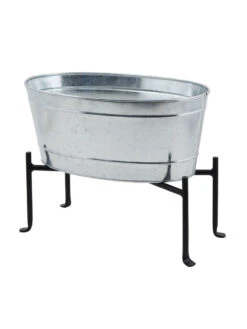 Achla Designs Mini Oval Galvanized Tub With Folding Stand 7 Achla Designs Mini Oval Galvanized Tub With Folding Stand -Outdoor Garden Supply Store 8612906 03v