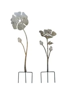 Poppy Garden Stakes Set Of 2 -Outdoor Garden Supply Store 8613140 7822