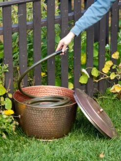 Hammered Copper Hose Pot With Lid -Outdoor Garden Supply Store 8613311 0012