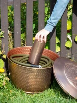 Hammered Copper Hose Pot With Lid -Outdoor Garden Supply Store 8613311 0019