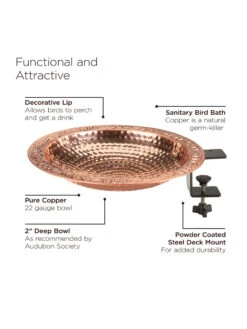 Pure Copper Bird Bath Deck Mount -Outdoor Garden Supply Store 8613381 05v