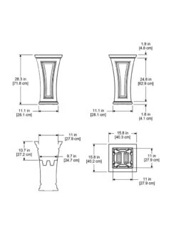 Cambridge Tall Planter, 28" Height -Outdoor Garden Supply Store 8613524 04V 3 4