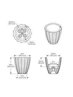 Sedona Round Planter, 18" Diameter -Outdoor Garden Supply Store 8613526 07V 3 4