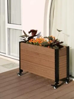Mobile Deep Trough Planter -Outdoor Garden Supply Store 8614263 04V