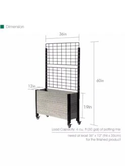 Mobile Deep Trough Planter With Trellis -Outdoor Garden Supply Store 8614265 04V 3 4