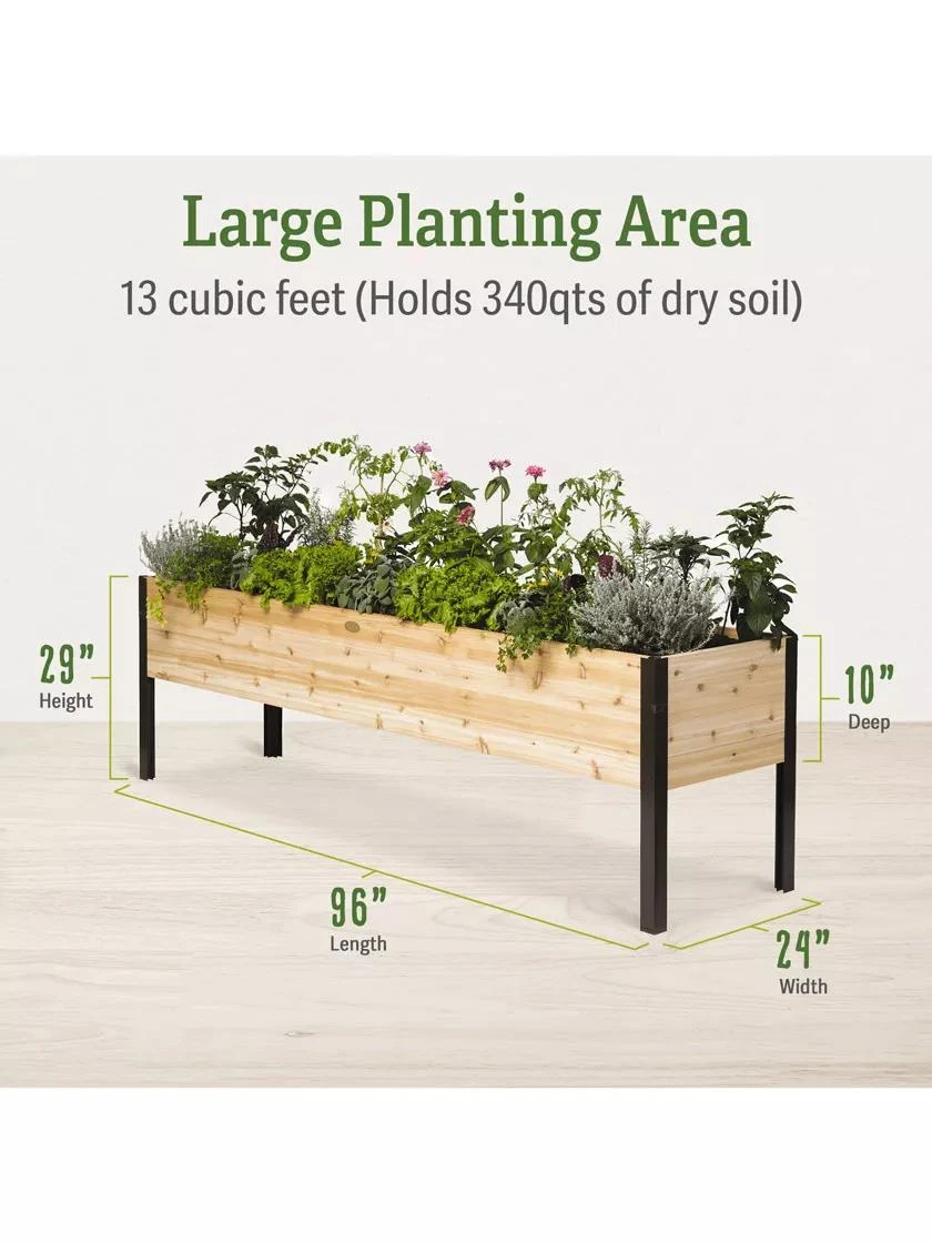 Self-Watering Eco-Stained Elevated Planter Box, 2' X 8' 2 Self-Watering Eco-Stained Elevated Planter Box, 2' X 8' - Image 2
